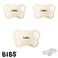 BIBS Couture mit Namen, Ivory, Gr. 1, Anatomisch, Silikon, 3'er Pack